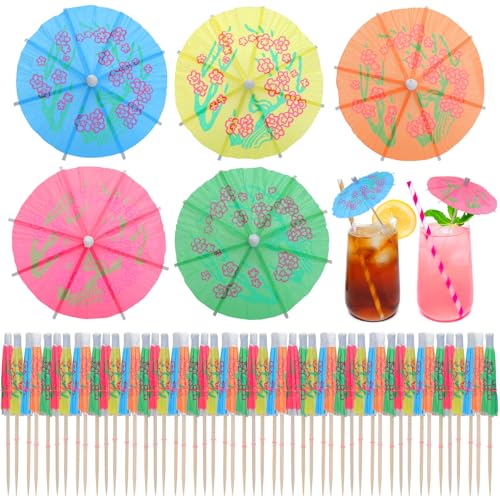 50 Pcs Cocktail Umbrellas,4' Mini Paper Drink...
