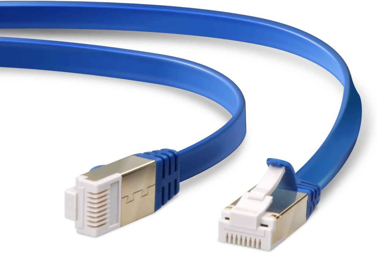 ELECOM Flat LAN Cable with Nails Non-breakable CAT7 10m [Blue Metallic] LD-TWSFT/BM100 (Japan Import)