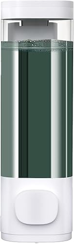 Dispensador de jabón manual blanco montado en la pared para baño, dispensador de champú y acondicionador de baño individual de 10 oz10.1 fl oz,