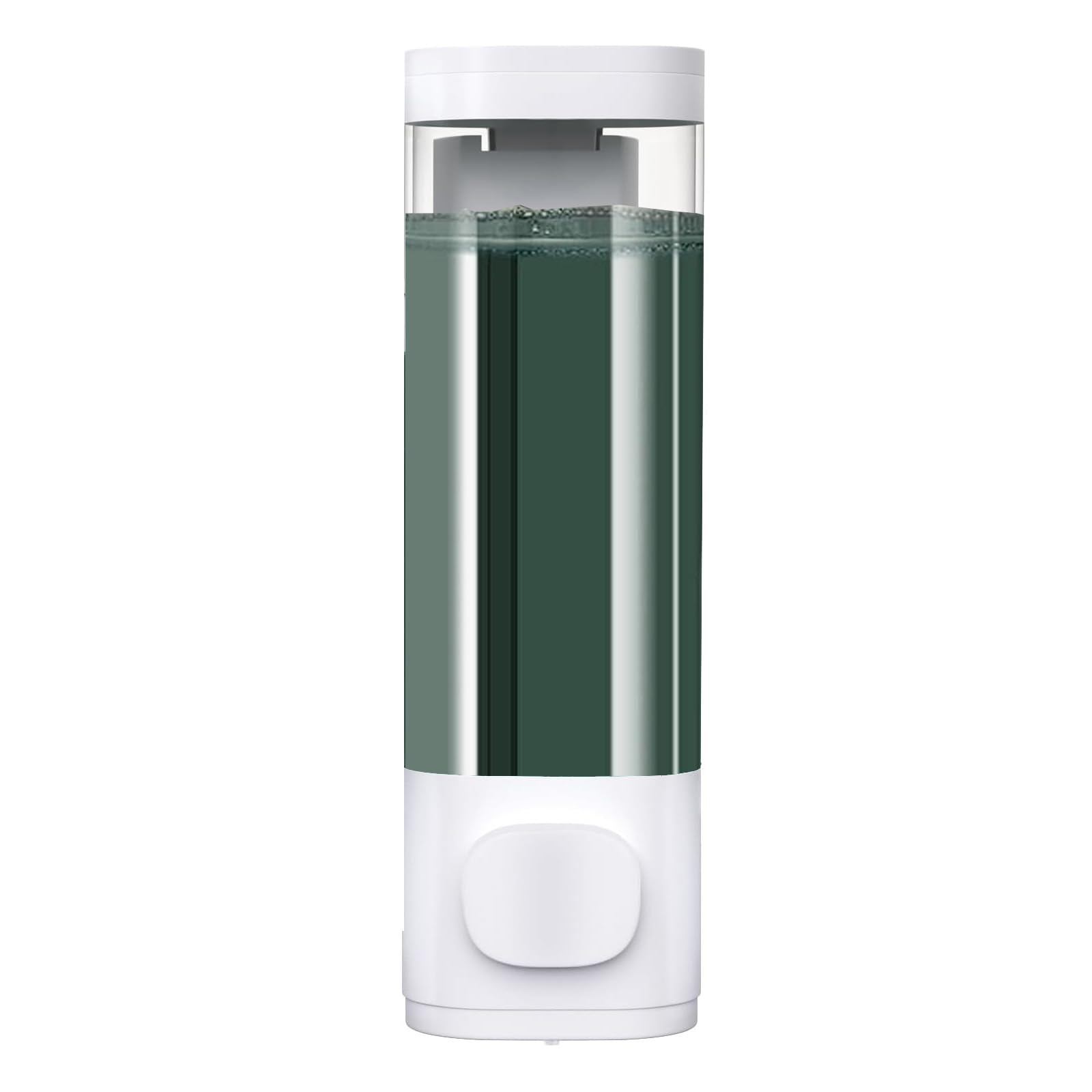 Photo 1 of White Manual Bathroom Wall Mounted Soap Dispenser, 10oz/300ml Single Bathroom Shampoo and Conditioner Dispenser, Clear Plastic Refillable Liquid Lotion Pump Dispenser and Organizer