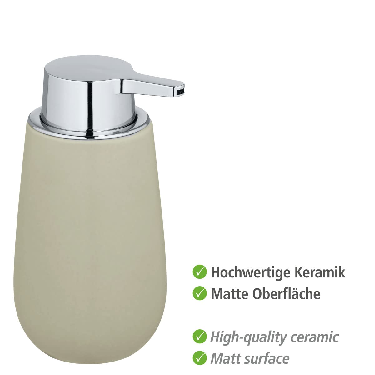 WENKO Badi soap dispenser, refillable liquid soap dispenser made of high-quality ceramic with matt surface - Image 2