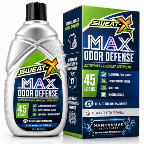SWEAT X Max Odor Defense Laundry Detergent Liquid - Natural Washing Detergent for Activewear & Gym...