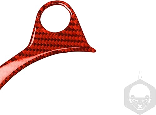 Miniatura 69 de Adhesivo para panel de palanca de cambios de consola central de automóvil, decoración de fibra de carbono suave real, interior de automóvil rojo