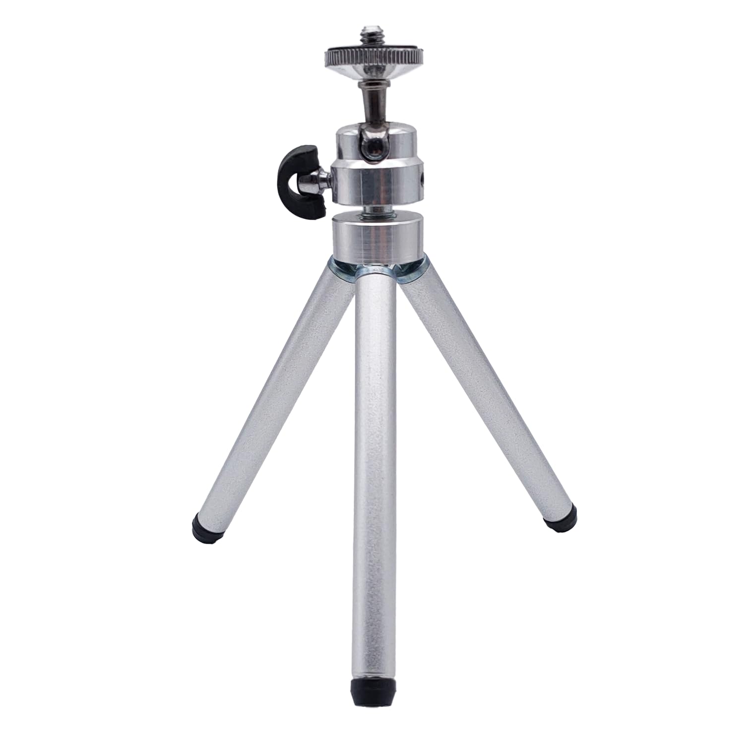 Mini statyw stołowy | Regulacja wysokości 7/14/26 cm | Obrót 360° głowicy kulkowej | Kompatybilny z aparatami i smartfonami | Kompaktowy i lekki, srebrny, Metal