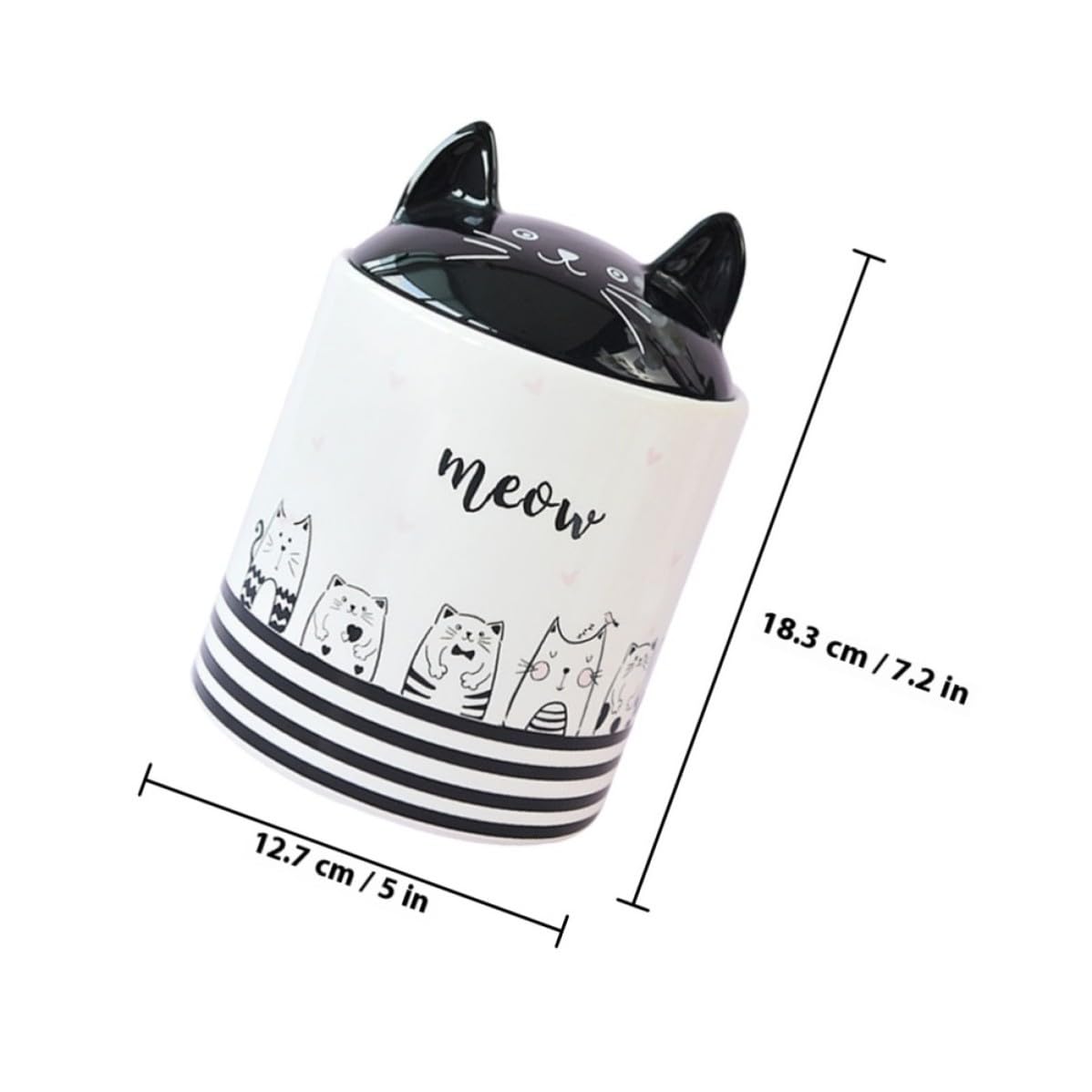 Abaodam Barattolo in Ceramica Bianco a Forma di Gatto Coperchio Ermetico per Conservare Spezie e Cereali, Resistente e Decorativo per Cucina e Soggiorno