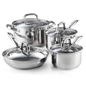Cook N Home 8-Piece Stainless Steel Pots and Pans Cookware Set, Silver
