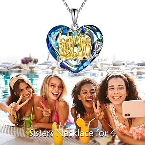 POPKIMI 925 Sterling Silver Sister Necklace - Birthday Gift for Sisters, Mom, Daughter - Always My Sister Forever My Friend Crystal Necklace for 2/3/4/5 Sisters2