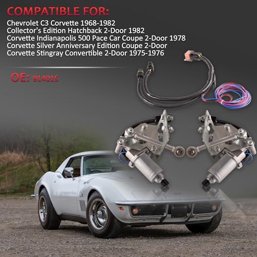 Image of Electric Headlight Motor Conversion Kit Compatible For Chevrolet Corvette C3 1968-1982 Replace 914015