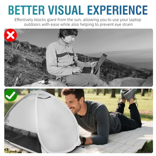 Laptop Tent - Laptop Sun Shade - for Work from Anywhere, Anti-Glare, Lightweight, Foldable & Portable Shield Cover for Outdoors, Computer Privacy Hood for Laptop, Towels, Drinks & More3