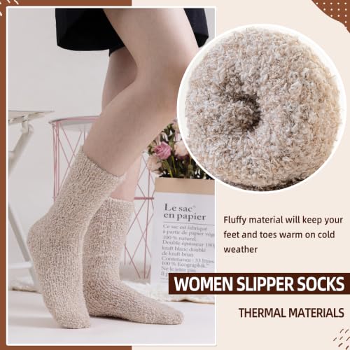 Image of Velice Womens Fuzzy Socks Soft Cozy Fluffy Slipper Winter Thick Warm Plush Sleeping Christmas Socks