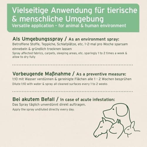 AniForte Ungeziefer-Ex Spray 500ml – Umgebungsspray bei akuten Befall gegen Mücken, Insekten, Milben, Läuse, Bettwanzen, Ungeziefer Spray für Zuhause, Hunde & Katzen Liegeplätze, Insektenspray Abwehr