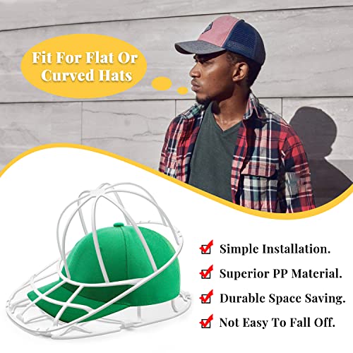 Haiou Hat Washer Cage - Protect Shape & Prevent Damage in Washing Machine/Dishwasher, Fits All Baseball Caps，White (4 Pack)