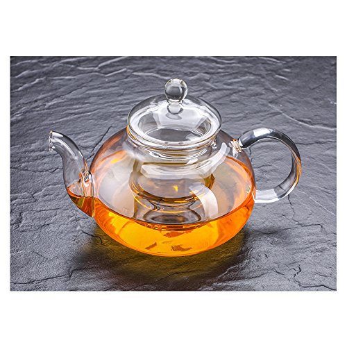 Tetera de vidrio con infusor, tetera con colador para té suelto, hervidor de té seguro en estufa, tetera de vidrio...