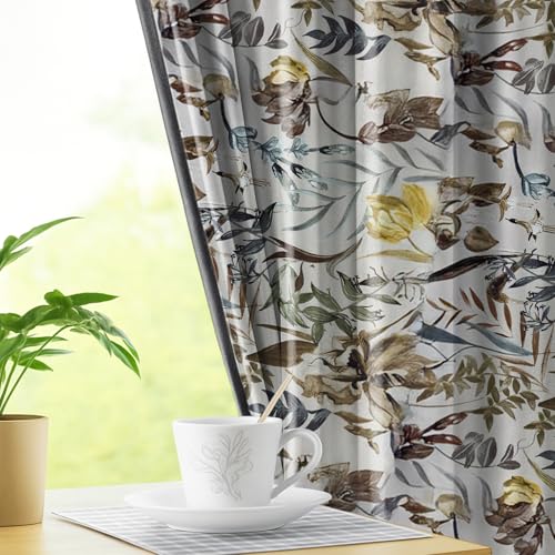 Image of LINENWALAS Printed Blackout Curtains for 7.5 Feet Door | Set of 2 | Printed Drapes | Thermal Insulated, Room Darkening Panels with Grommet Hanging for Living Room (Brown Lush)