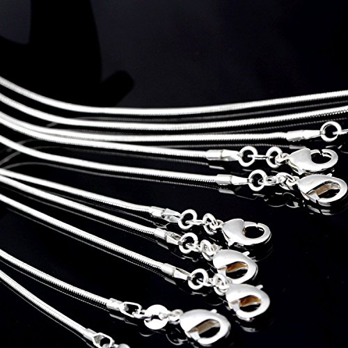 CrazyPiercing 10pcs 24 Inch Silver Plated with 925 Stamp 1.2mm DIY Snake Chain Charms Link Necklace With Lobster Clasps for Jewelry Making (24) - Image 3