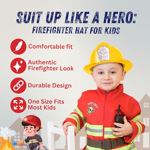 Dress-Up-America Firefighter Helmet - Fireman's Hat for Kids - Firefighter Costume Accessory - One Size Fits Most3