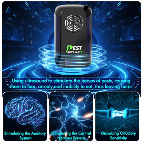 Ultrasonic Pest Repeller - Indoor Mouse Repellent Ultrasonic - Electronic Plug in Pest Defense Control for Insects, Mosquito, Roaches, Rodent, Mice, Spider, Flies, flea - House, Hotel - 6 Packs