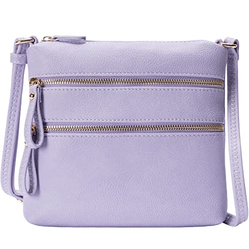Image of Solene Small Multi Zipper Pocket Crossbody Bag with Adjustable Strap, Lightweight Travel Purse, Daily Small Messenger Pouch