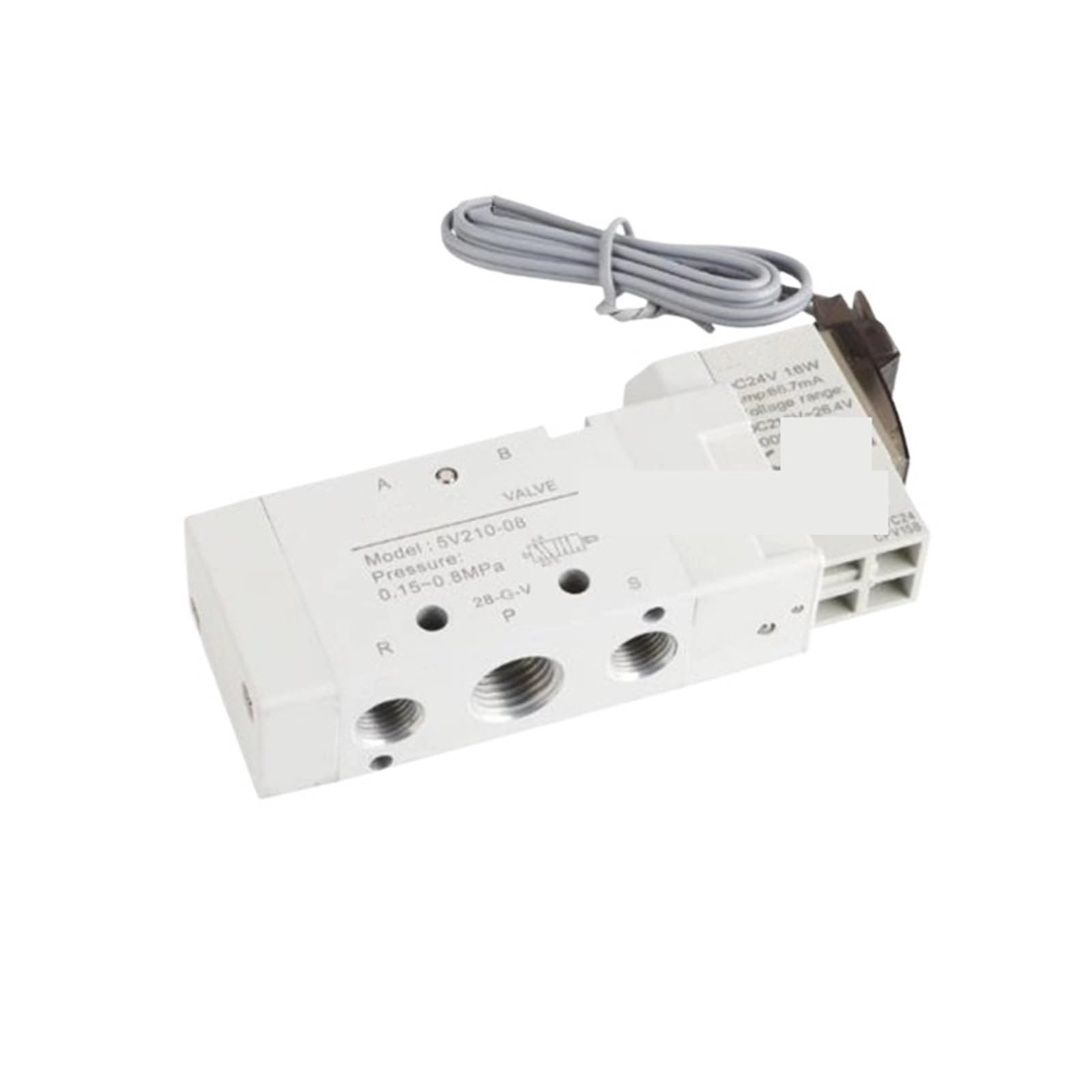 1 szt. Pneumatyczny pięcioportowy dwupozycyjny zawór elektromagnetyczny serii 5V (5V230C-08, przewód DC24V-50cm)