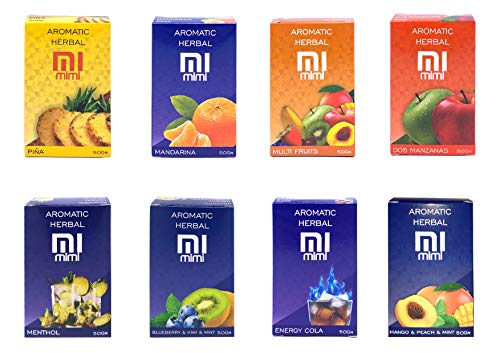 8 Paquete x 50g Sabor SURTIDO Hibron Hierba Para Shisha Cachimba Sin Nicotina...