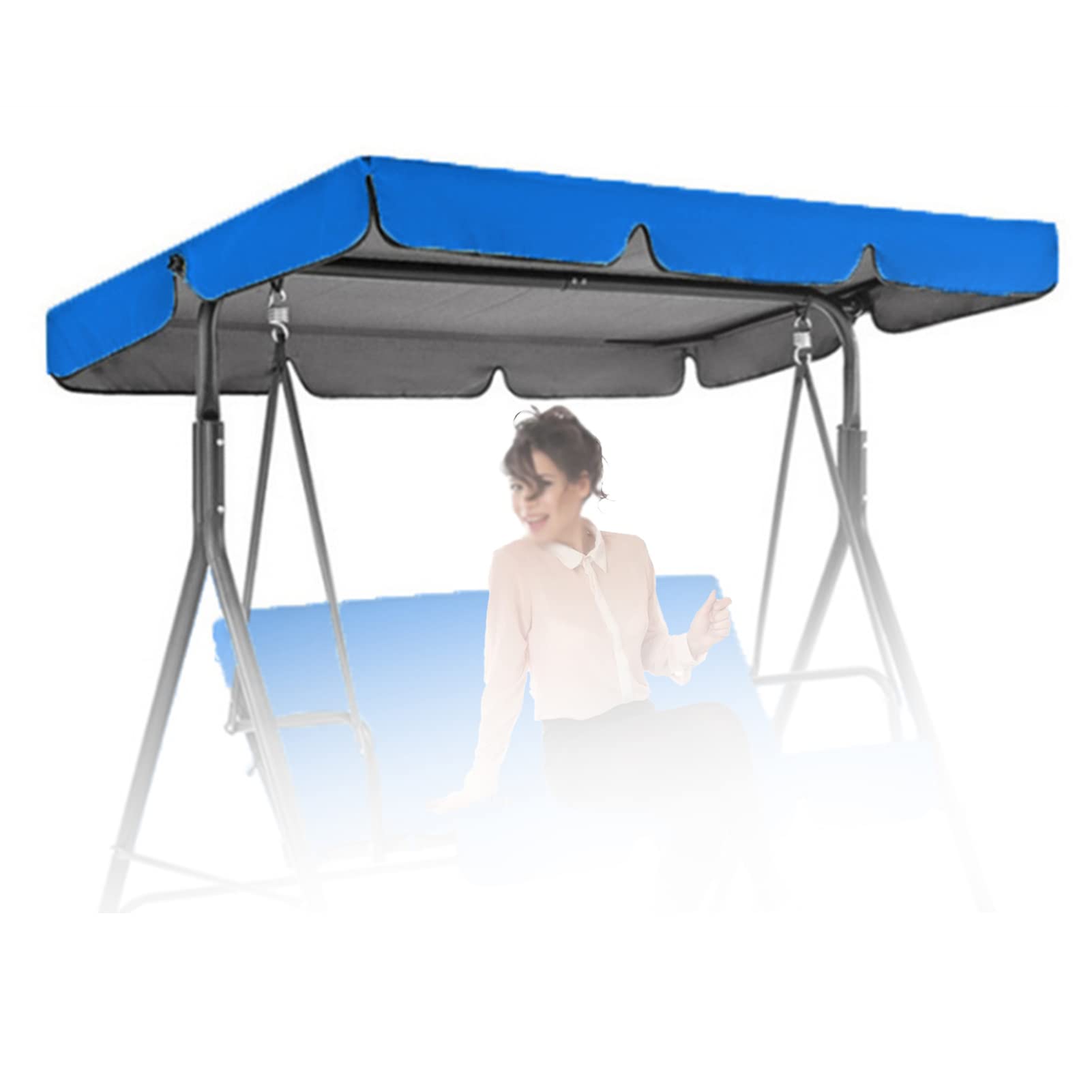 AMZCOM Swing Canopy Replacement, Garden Swing Chair Canopy Cover, Waterproof Oxford Cloth Canopy, 2 & 3 Seater Hammock Cover Top for Patio Garden Outdoor,Blue,164×114×15cm