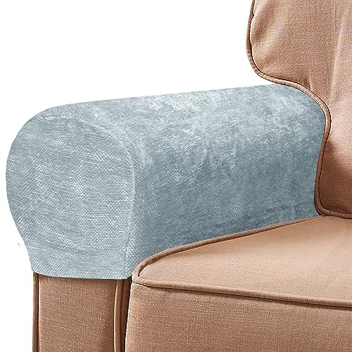 NEKOSUKI 1 Pair Arm Rest Covers Set, Chenille Arm Covers for Chairs and Sofas Anti-Slip Couch Armrest Covers with Pins, Furniture Armrest Protector for Sofa Couch Chair (Grey)