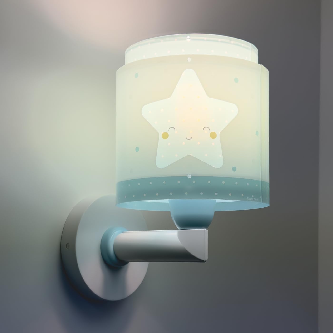 Dalber Lámpara Aplique Pared Infantil Baby Dreams Estrella Azul 76019T E27 | Lámpara aplique de pared con instalación directa a la corriente o mediante cable con interruptor incluido.