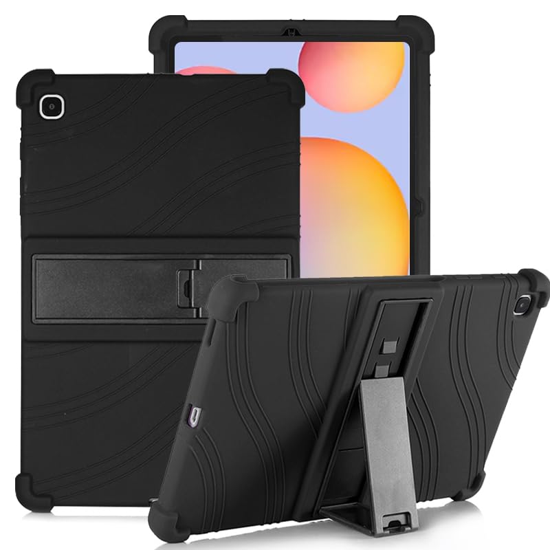 Étui Samsung Galaxy Tab S6 Lite noir en silicone souple avec support réglable