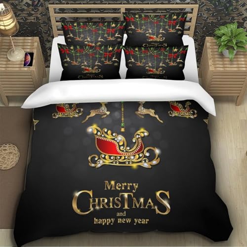 Parure de lit de Noël imprimé 3D housse couette double 200x200