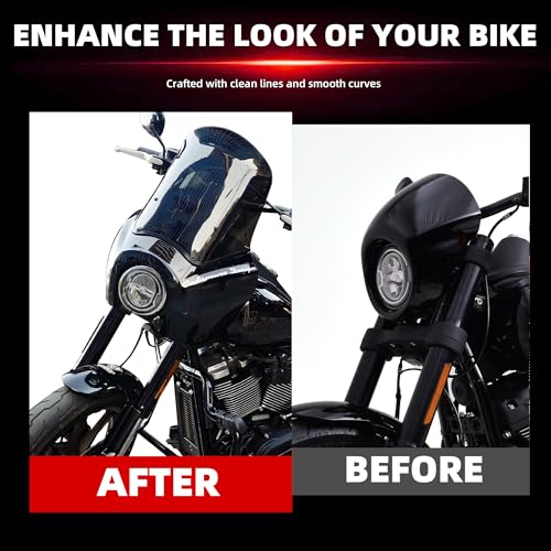Image of FATECIM Motorcycle 5.75 inch Headlight Fairing with 15 inch Smoke Windshield Windscreen & Mounting Kit Headlight Extension Block For Harley Low Rider S FXLRS 2020 2021 2022 2023