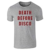 Pop Threads Death Before Disco Retro 80s Movie Cosplay Short Sleeve T-Shirt Grey L