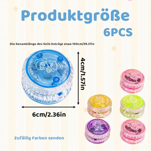 Responsive Yoyo, 6 Stück Yoyo mit Leerlauf und Kugellager, Für Anfänger und Fortgeschrittene, Geeignet für Partys, Events und Outdoor-Aktivitäten, Zufällige Farbauswahl, 6 cm Durchmesser
