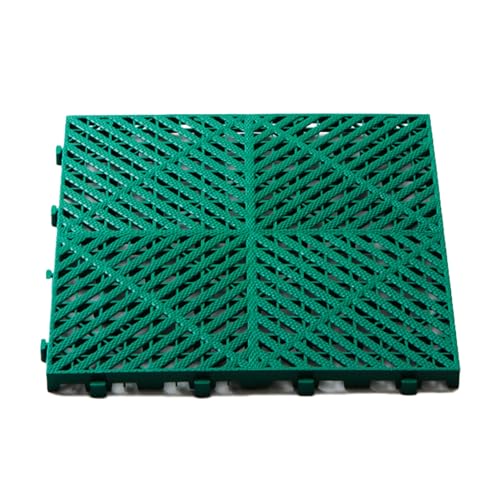 Outdoor Modular Interlocking Floor Tiles, Rubber Drainage Mats Interlocking Shower Tiles Shed Basement Flooring, for Deck Patio Garage Balcony Bathroom(Green,40x40x3CM-4piece)