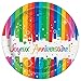 Unico Party – 56904 – Pacchetto di 8 piatti in cartone – Buon Compleanno Fiocchi arcobaleno – 18 cm