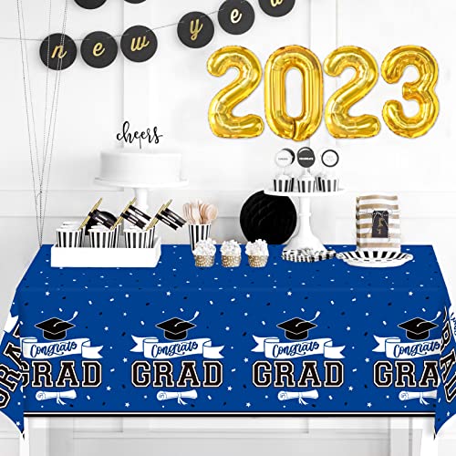 Dazonge Blue Graduation Party Decorations 2023, 2 Pack Large Graduation Tablecloth (54”X110”), Spill-Proof Graduation Decorations 2023, Congrats Grad Table Covers For Party Supplies #TOP3