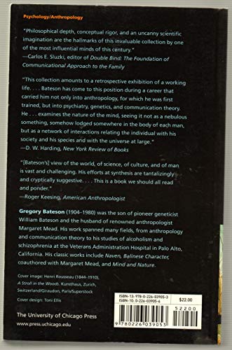 University of Chicago Press Steps to an Ecology Mind: Collected Essays in Anthropology, Psychiatry, Evolution, and Epistemology