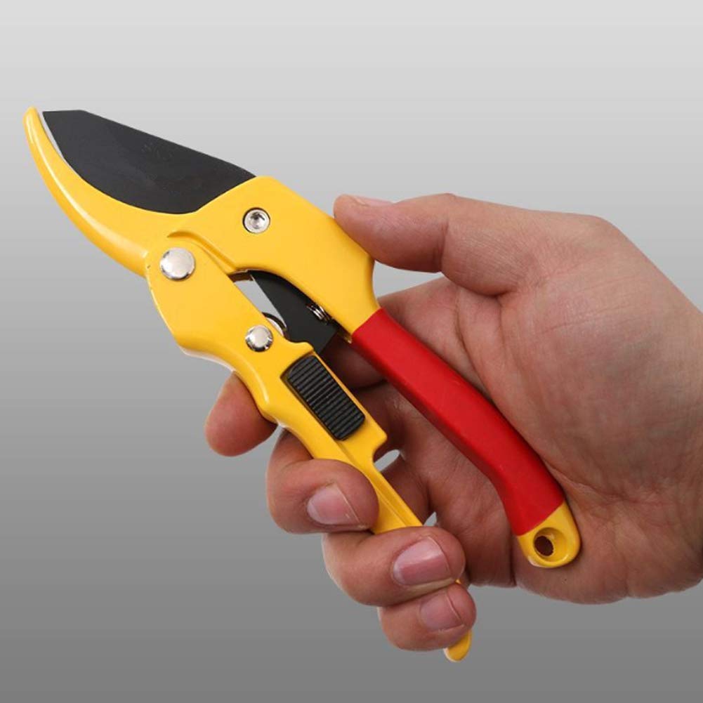 MRKU Tijeras de podar manuales con trinquete, Tijeras de podar afiladas con Hoja de Acero Profesional SK-5, Tijeras de jardín, Menos Esfuerzo para Cada Familia