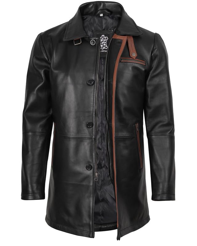 Decrum Leather Coats for Men Real Lambskin Casual Car coat Style Leather Jacket Men2