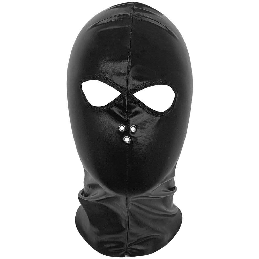 Sslvya Leather Head Hood Mask Funny Headgear Full Face Mask for Halloween Christmas Carnival Party Cosplay Headwear