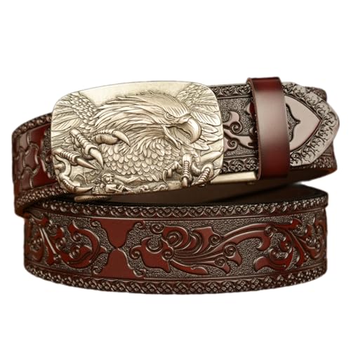 Lanneret Men's Leather Belt Automatic Buckles Waistband Adjustable Waist Belt for Jeans and Casual Wear