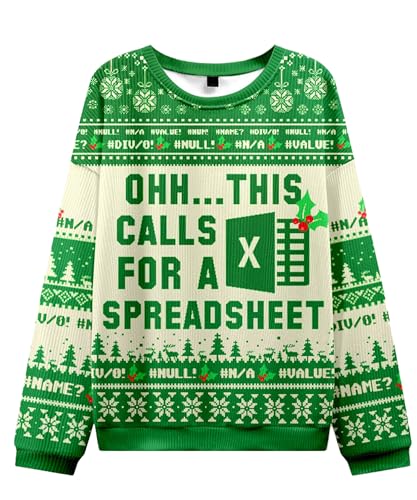 Ugly Christmas Sweatershirts Excel Christmas Sweatshirts For Women,Men
