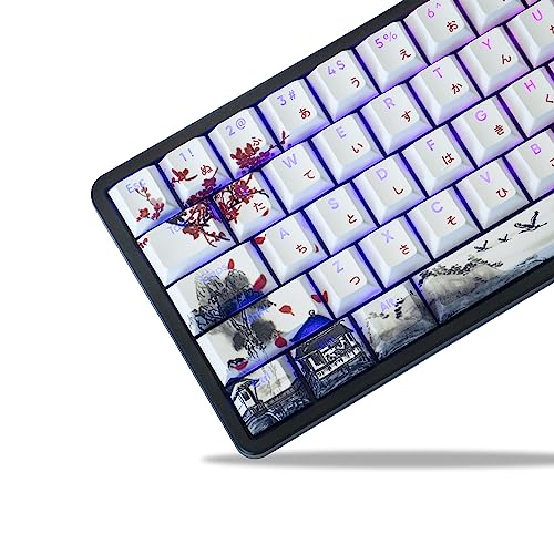 Xvx Shine Through Keycaps - Pbt Japanese Keycaps, 127 Keys Plum Blossom Custom Keycap Set Dye-Sublimation Cherry Profile Keyboard Keycaps For Cherry Gateron Mx Switches Mechanical Keyboards #TOP8