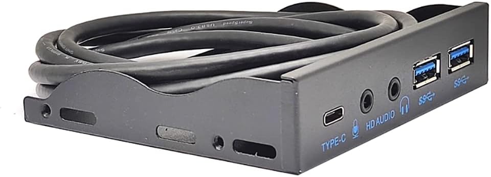 JMT 3.5in USB3.2 Gen2 Floppy Drive Front Panel 10Gbps with Audio Port USB-C Port 19Pin/9Pin Suitable for Type-E Interface 3.5in Floppy Disk Bay (with USB 3.0 19Pin)