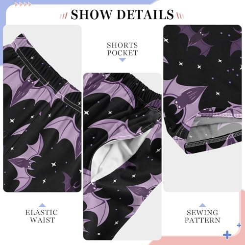Pajama Pants Halloween Purple Bats PJ Bottoms Sleepwear Lounge Sleep Pant with Pockets4