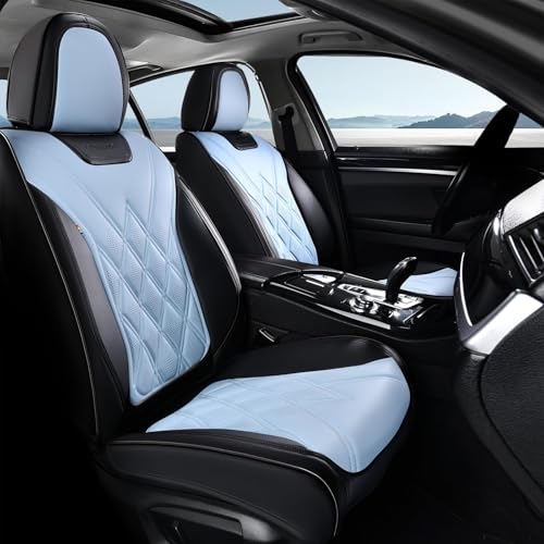 Image of Coverado Car Seat Covers, Front Covers for Cars, Car Seat Cover Front Seats, Automotive Seat Cover, Waterproof, Leather Car Seat Cushion, Universal Interior Seat Protectors for Most Cars Black-Bule