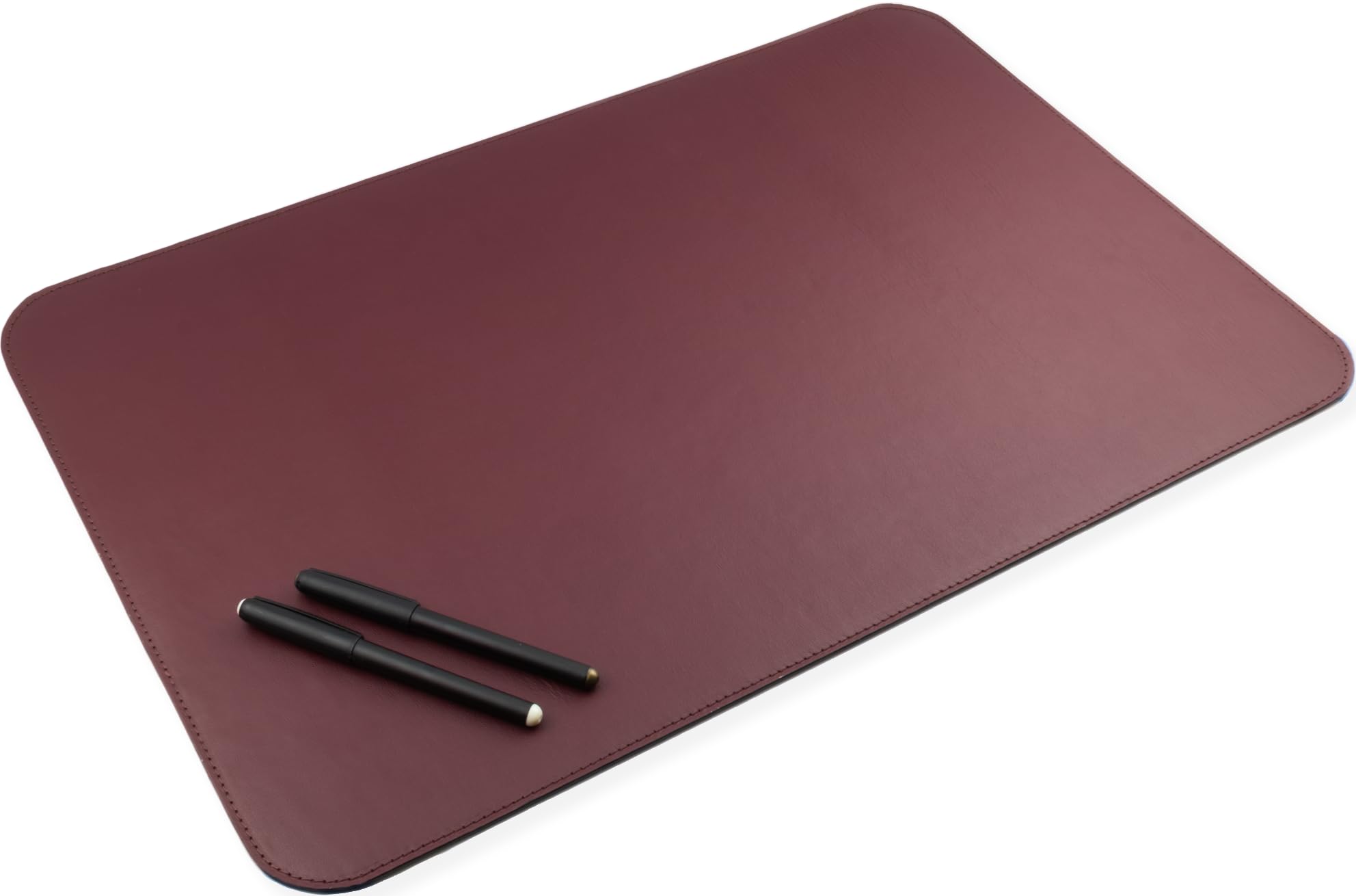 Schreibtischunterlage aus Leder, Personalisierbar mit Textgravur - Firmenlogo — Handgefertigte Deskmat mit Rückseite aus Naturkork — Made in Italy (Burgunderrot, 80x40 cm)