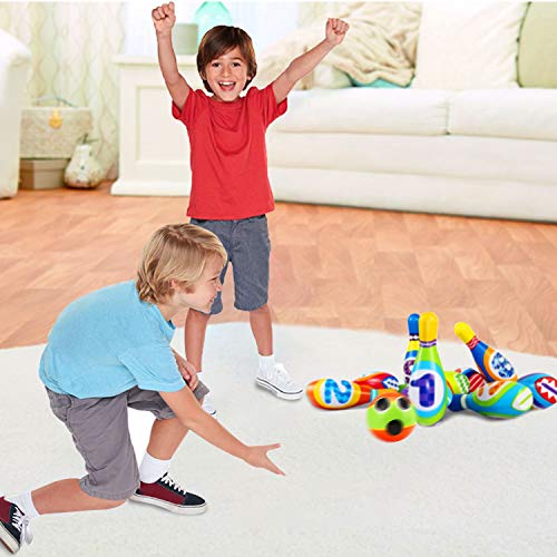 Sanlebi Kids Bowling Set with 10 Pins 2 Balls Indoor&Outdoor Bowling Games Ball Toys Early Development Gifts for Children Toddler Kids - Thumbnail 6