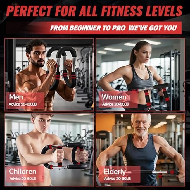 Twister Arm Trainer Arm Shoulder Chest Workout Equipment 30-120lb Adjustable Strength Trainer Chest Trainer for Men and Women Portable Detachable Home Fitness Equipment