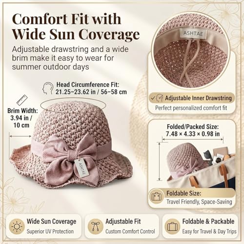 Sombrero de paja tejido elegante beige con lazo miniatura 4