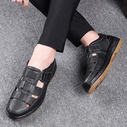 Men's Outdoor Hiking Walking Sandals Closed Toe Leather Business Office Sandals Casual Summer Fisherman Beach Driving Shoes4